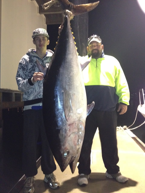 ANGLER: Dave Fenech  SPECIES: Southern Bluefin Tuna  WEIGHT: 110 Kg LURE: JB Lures, Dingo